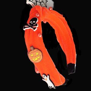 DanBar Orange Velveteen Halloween Embellished Headband